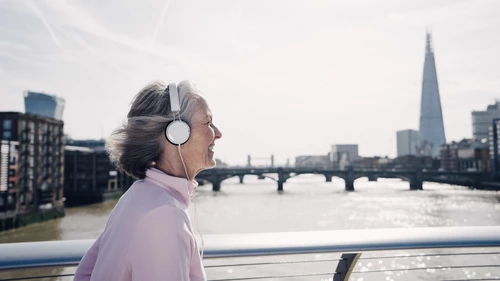 Senior Woman Running In London Downtown